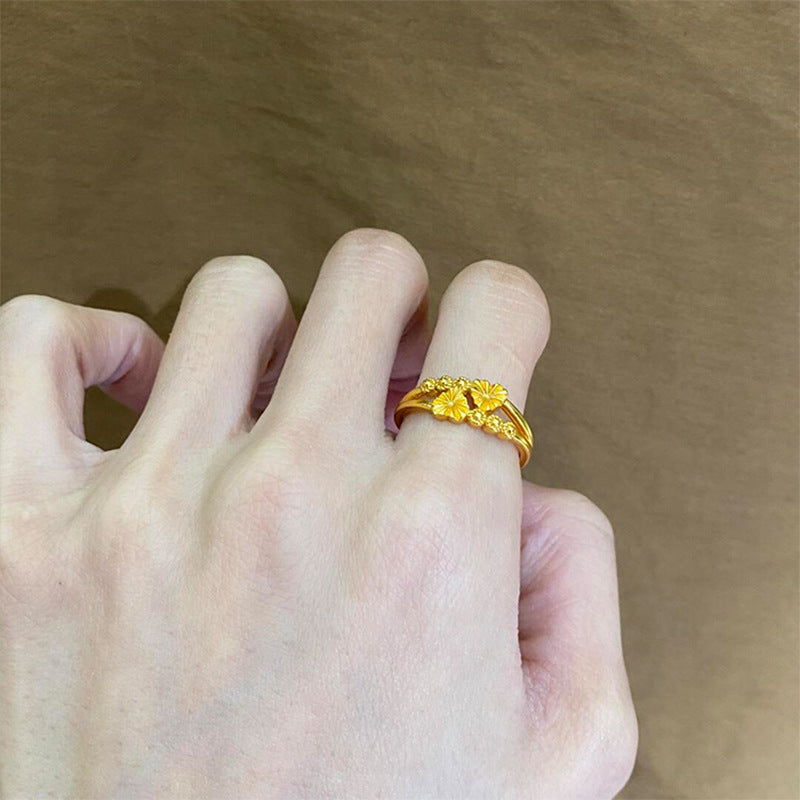 Bague fleur pour femme avec pierres étincelantes