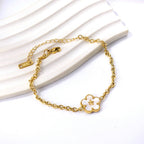 Bracelet pour femme avec pendentif floral en acier inoxydable