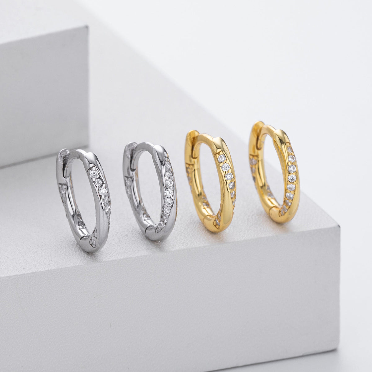 Créoles pour femme en argent sterling 925 avec zircone