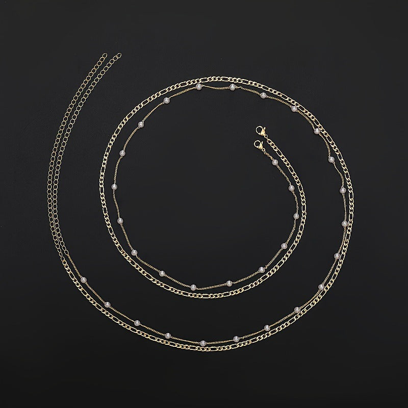 Chaîne à maillons pour femme avec perles scintillantes