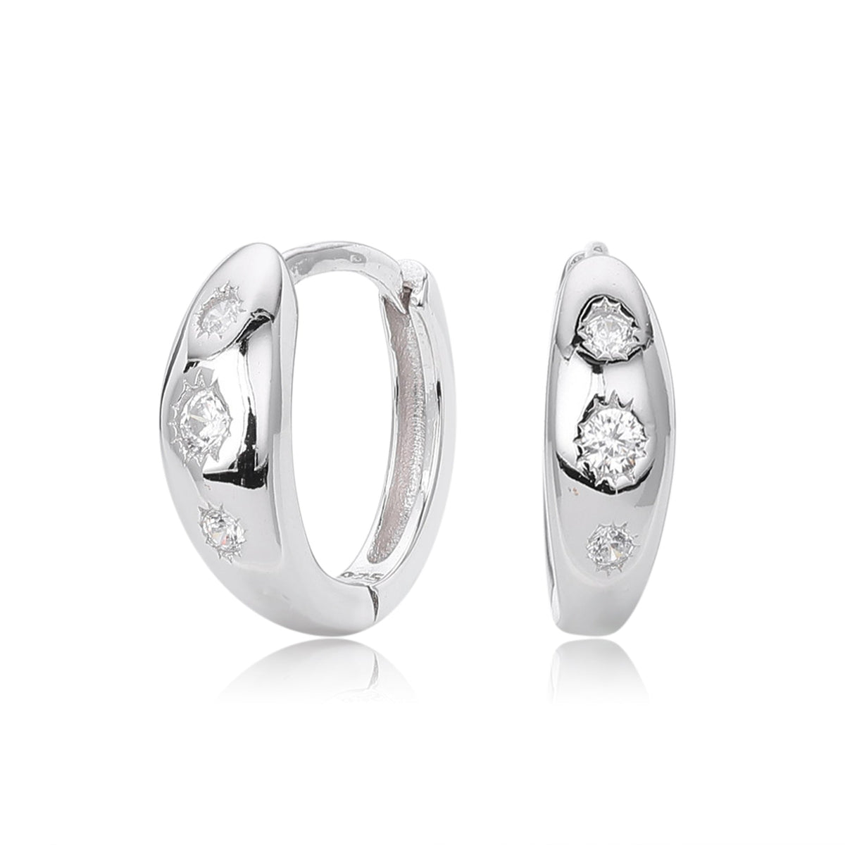 Boucles d'oreilles pendantes avec zircone en argent sterling 925