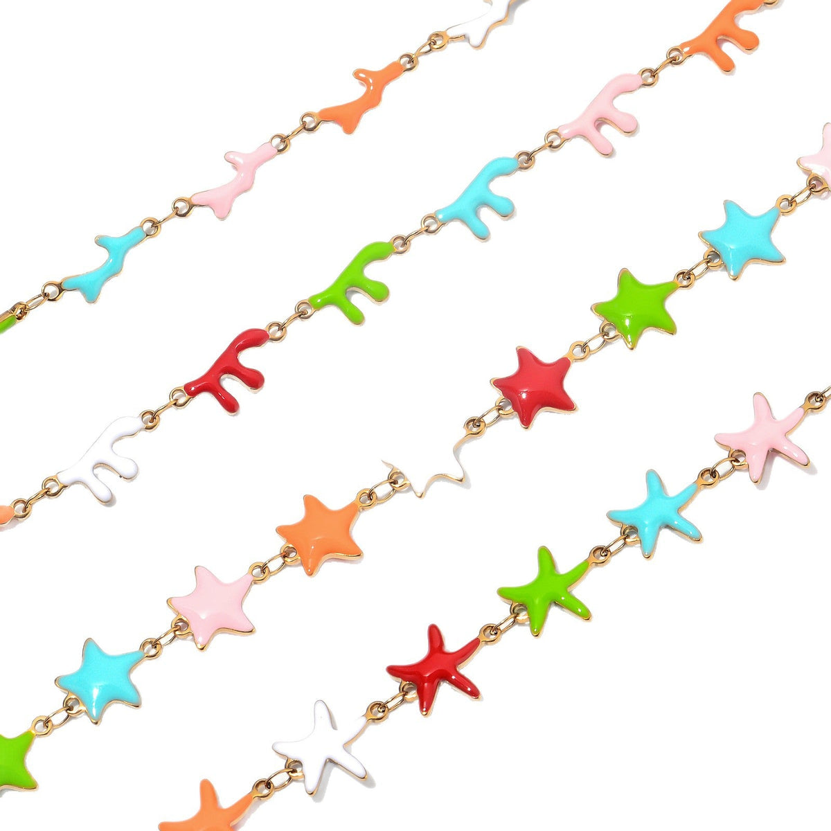 Chaîne de bijoux pour femme avec pendentifs colorés