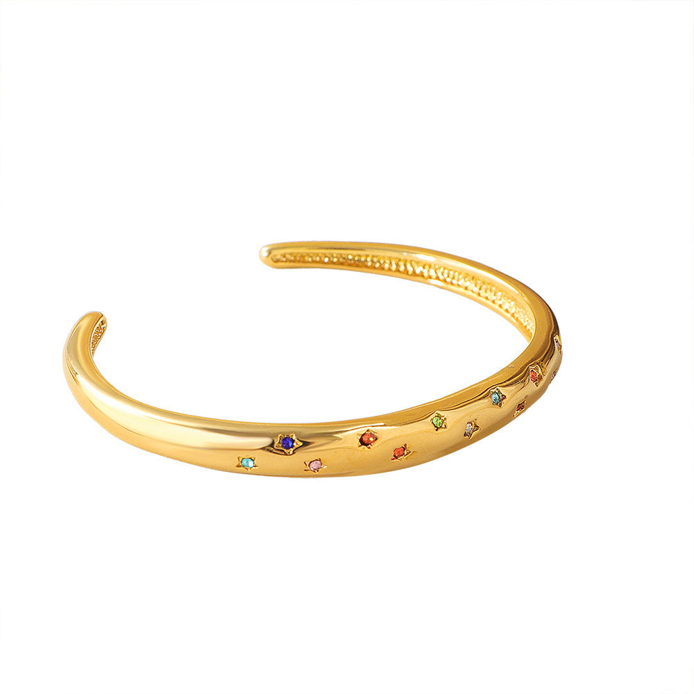 Bracelet jonc pour femme aux pierres précieuses colorées