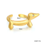 Bague pour femme design chien moderne avec zircone
