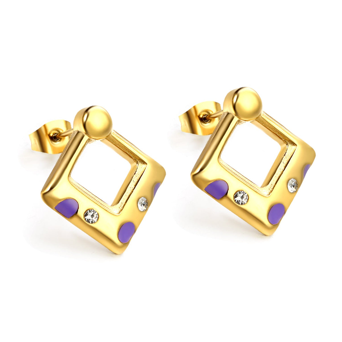 Boucles d'oreilles puces pour femme au design géométrique moderne
