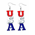 Boucles d'oreilles tongs avec cristaux et motif drapeau