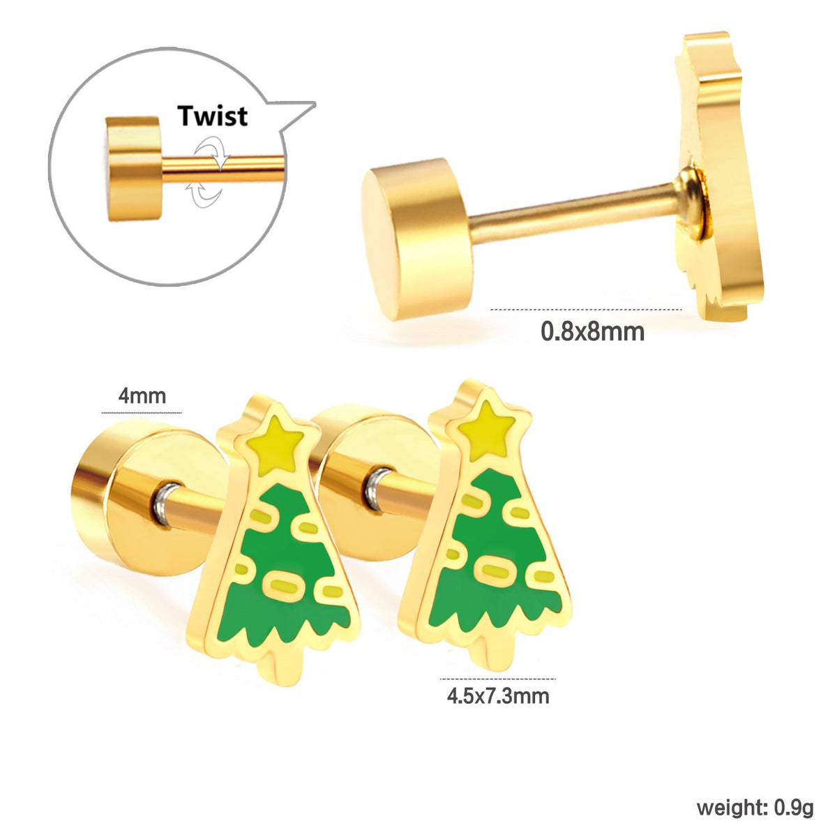 Boucles d'oreilles pour femme motif sapin de Noël festif