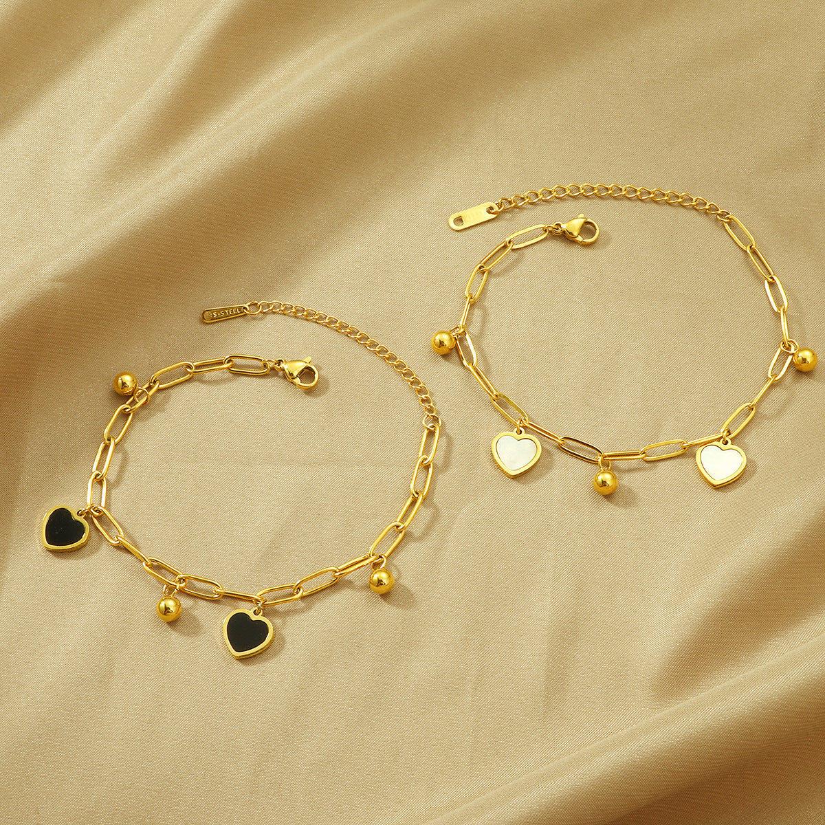 Bracelet à breloques en forme de cœur pour femme