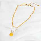 Collier pour femme avec double pendentif et gravure