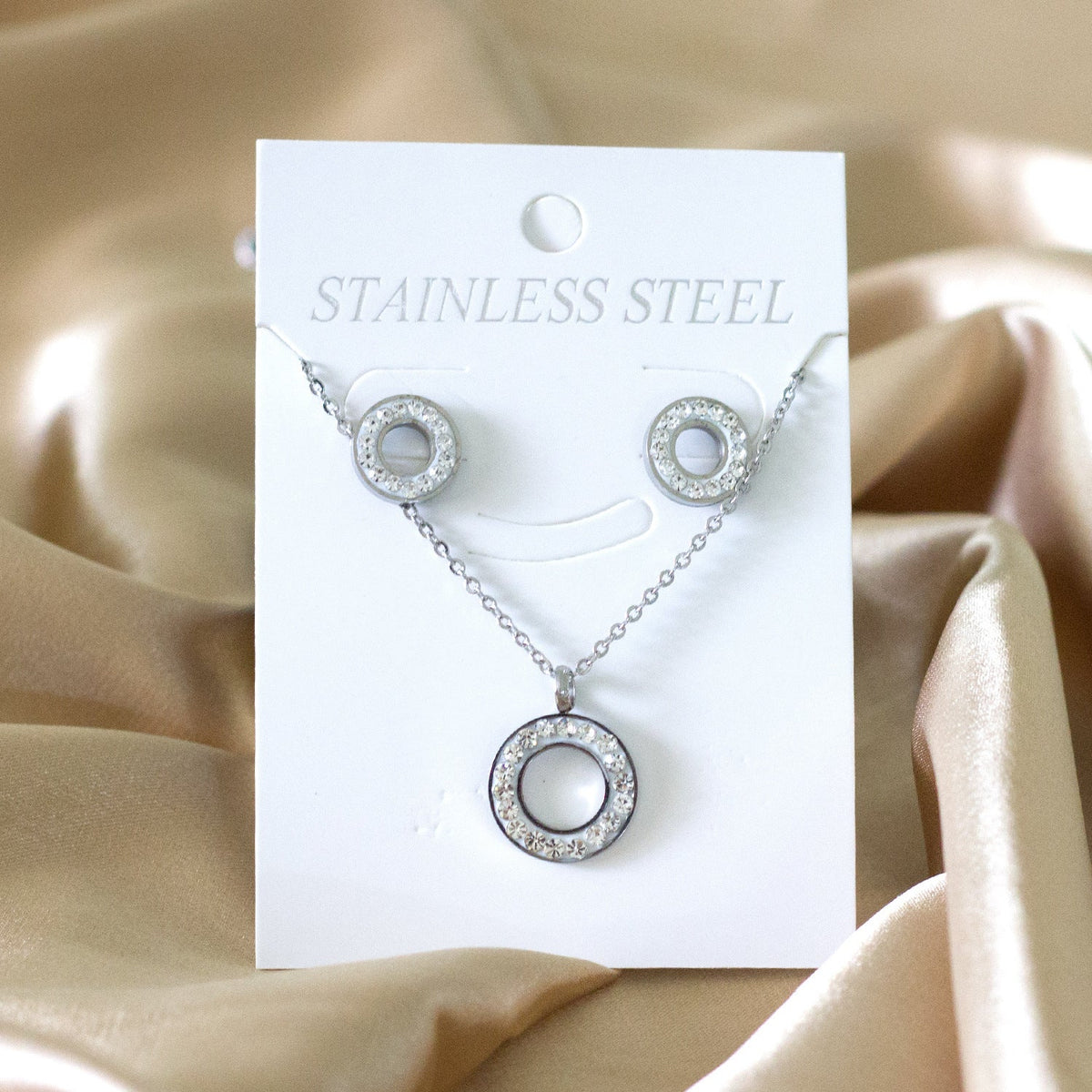 Parure de bijoux pour femme avec pendentif et boucles d'oreilles en zircon
