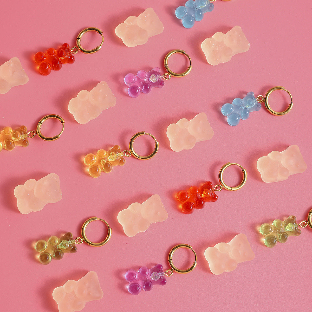 Boucles d'oreilles tendance en forme d'oursons en gomme