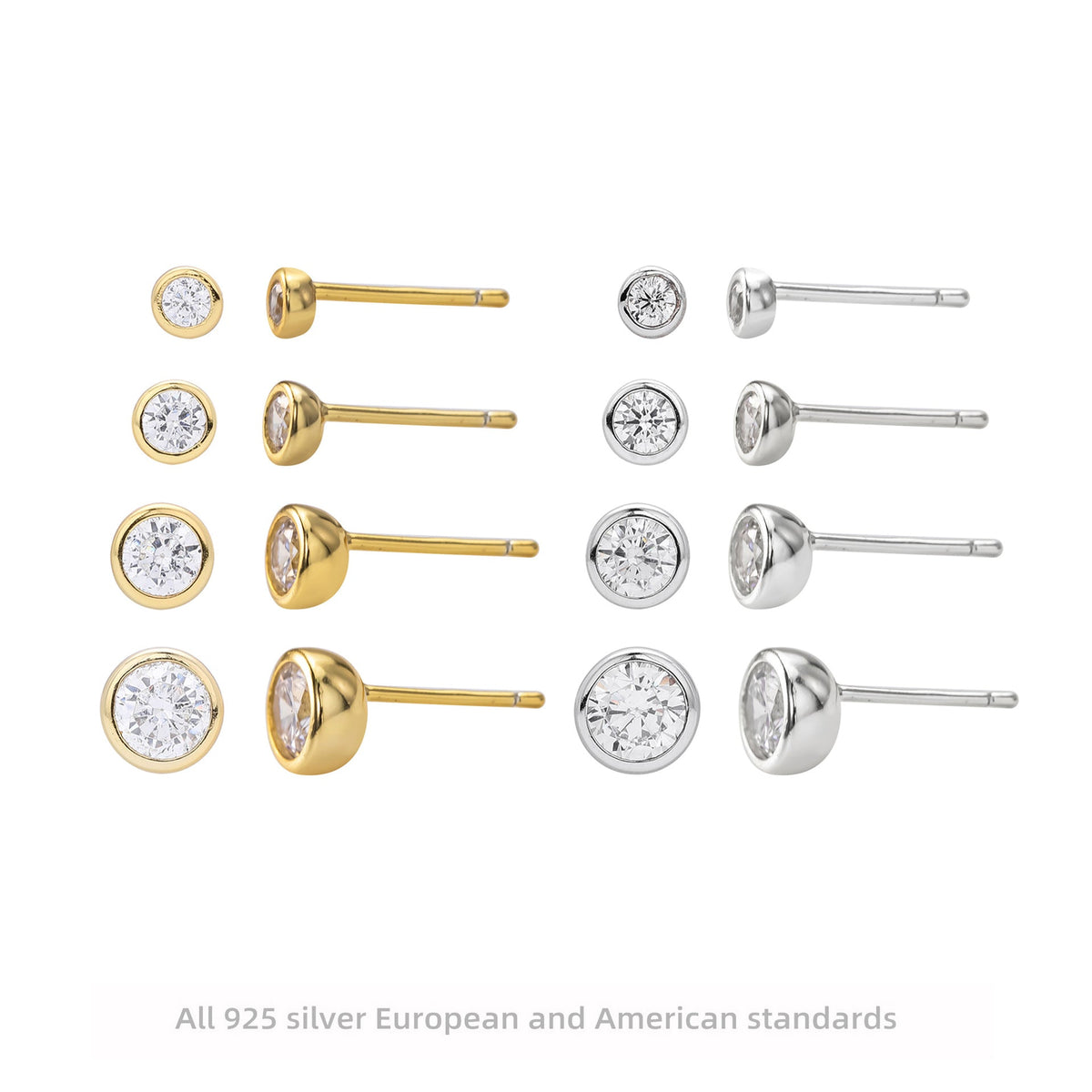 Damen Ohrstecker aus 925 Sterling Silber mit 5A Zirkonsteinen