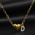 Collier pour femme avec pendentif cœur et lettre