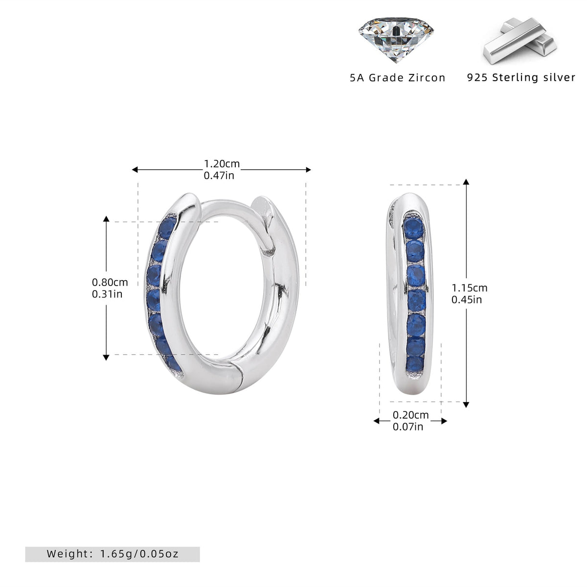 Créoles pour femme avec zircone en argent sterling 925