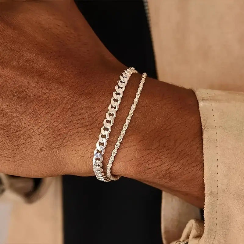 Bracelet à chaîne texturée superposée
