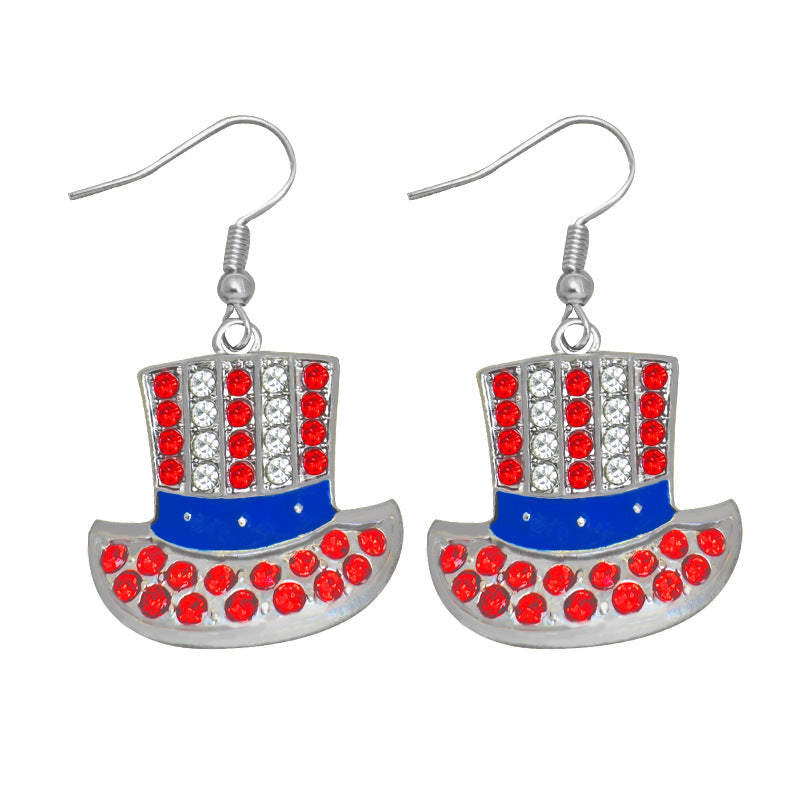 Boucles d'oreilles tongs avec cristaux et motif drapeau