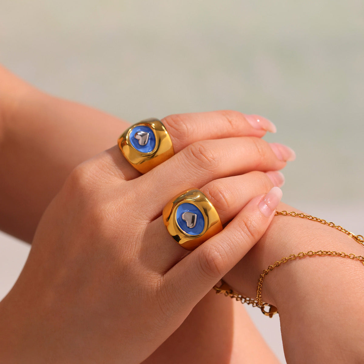 Bague pour femme avec motif cœur en acier inoxydable