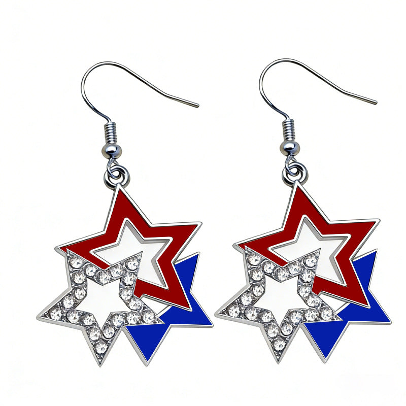 Boucles d'oreilles tongs avec cristaux et motif drapeau
