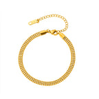 Bracelet chaîne texturé doré pour femme