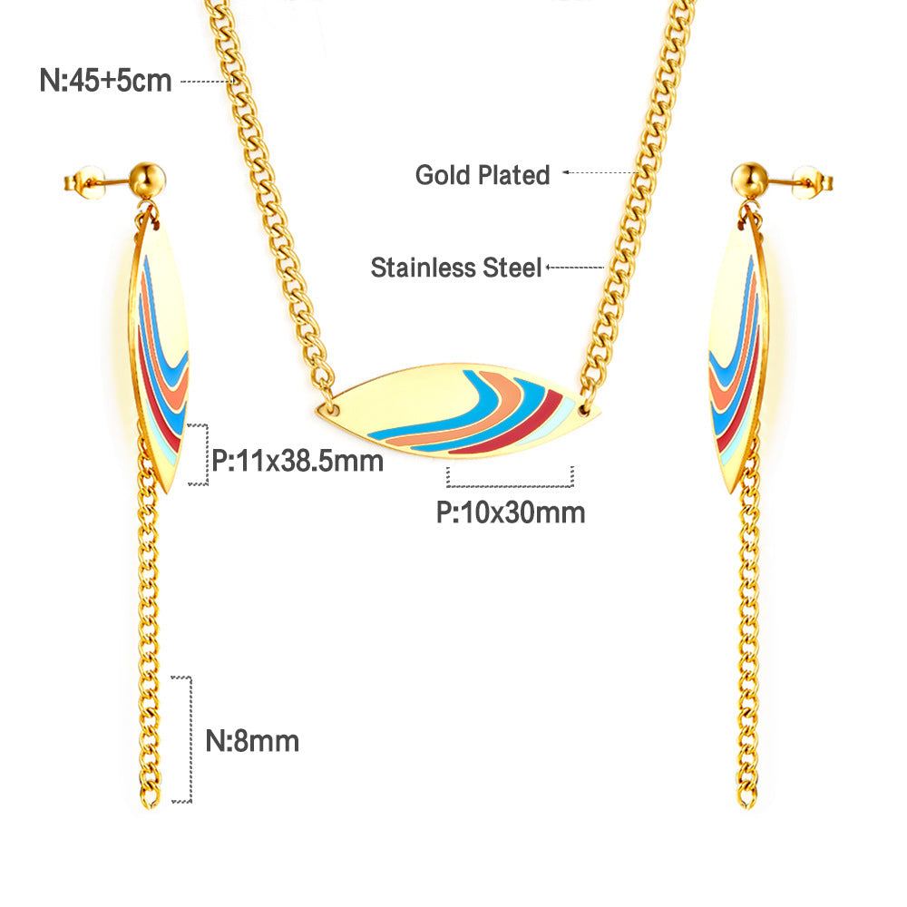Parure de bijoux pour femme avec pendentif coloré