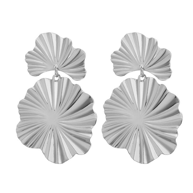 Boucles d'oreilles pendantes pour femme motif feuille