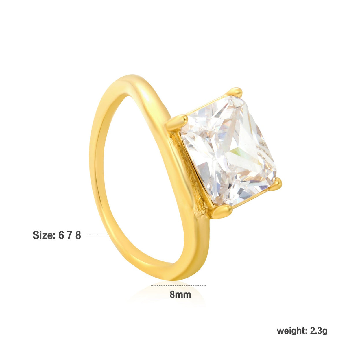 Bague pour femme avec cristal élégant et finition dorée