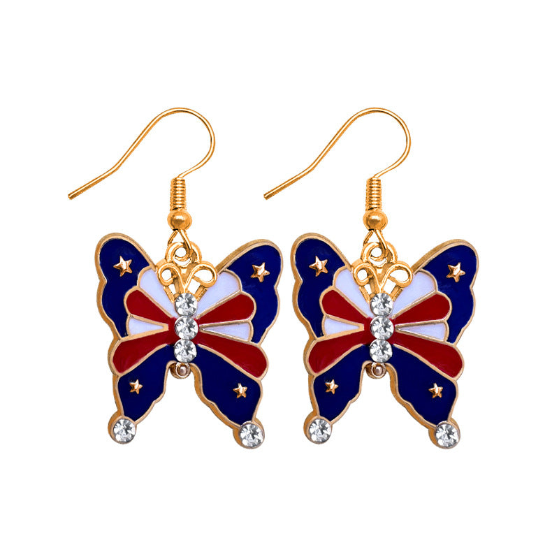 Boucles d'oreilles tongs avec cristaux et motif drapeau