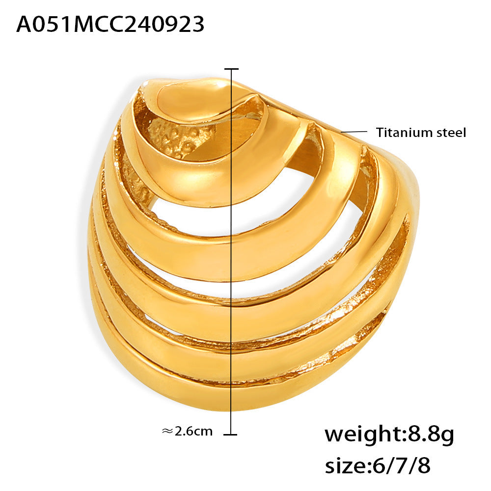 Bague pour femme en acier titane à motif géométrique
