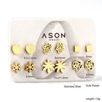 Set de boucles d'oreilles pour femme en acier inoxydable doré