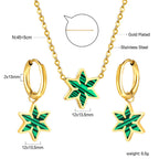 Parure de bijoux pour femme avec pendentif feuille étincelant et boucles d'oreilles élégantes