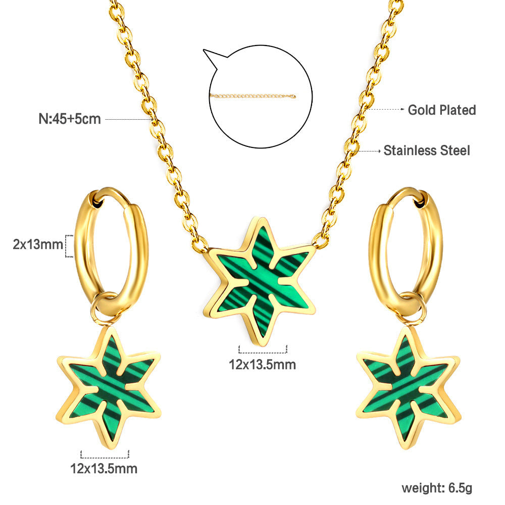 Parure de bijoux pour femme avec pendentif feuille étincelant et boucles d'oreilles élégantes
