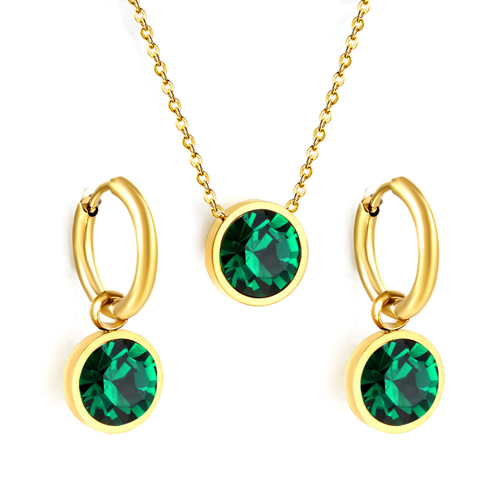 Parure de bijoux pour femme en acier inoxydable avec pendentifs perles
