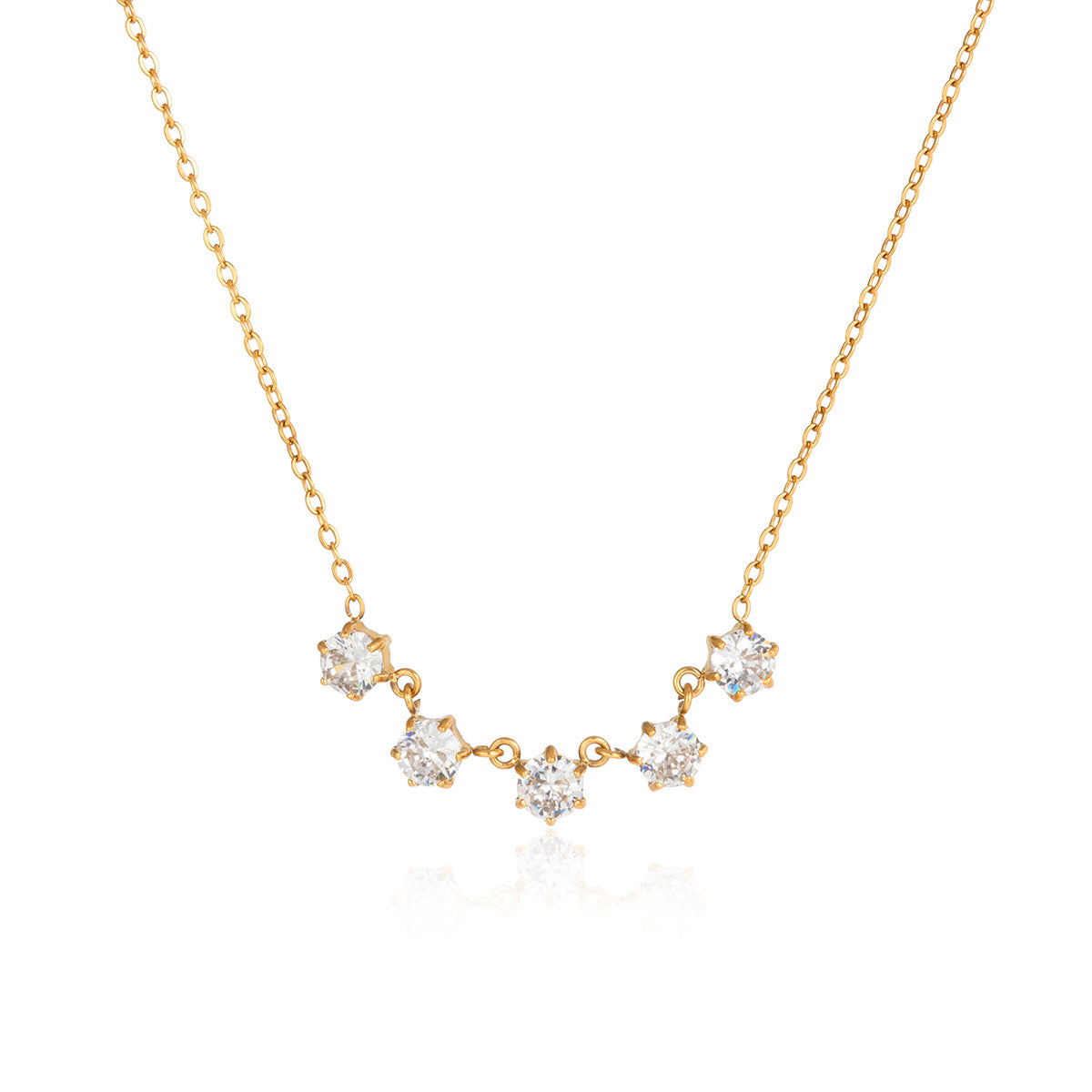 Collier pour femme avec pendentifs en zircone et longueur réglable