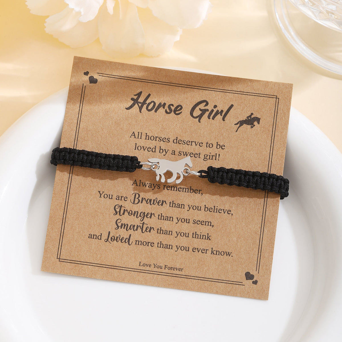 Bracelet d'amitié pour femme avec pendentif cheval