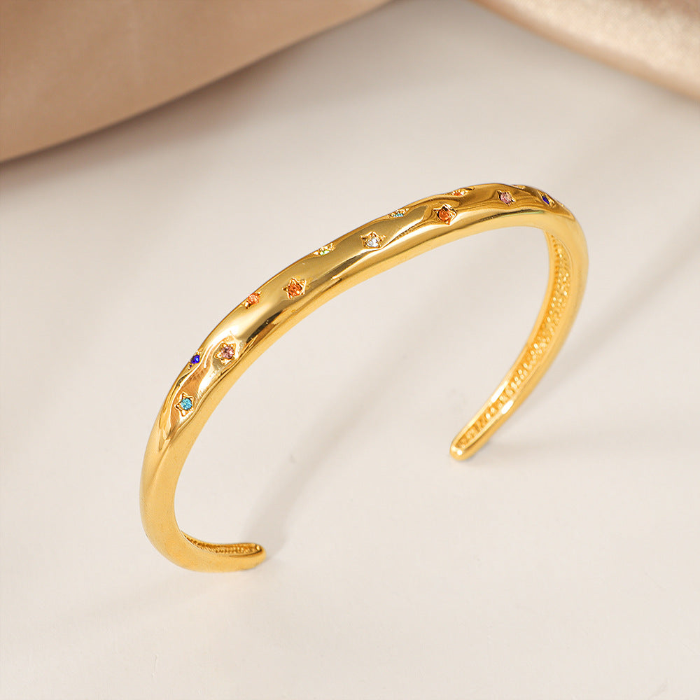 Bracelet jonc pour femme aux pierres précieuses colorées