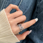 Bague florale pour femme à double anneau