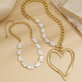 Collier chaîne cœur et perles