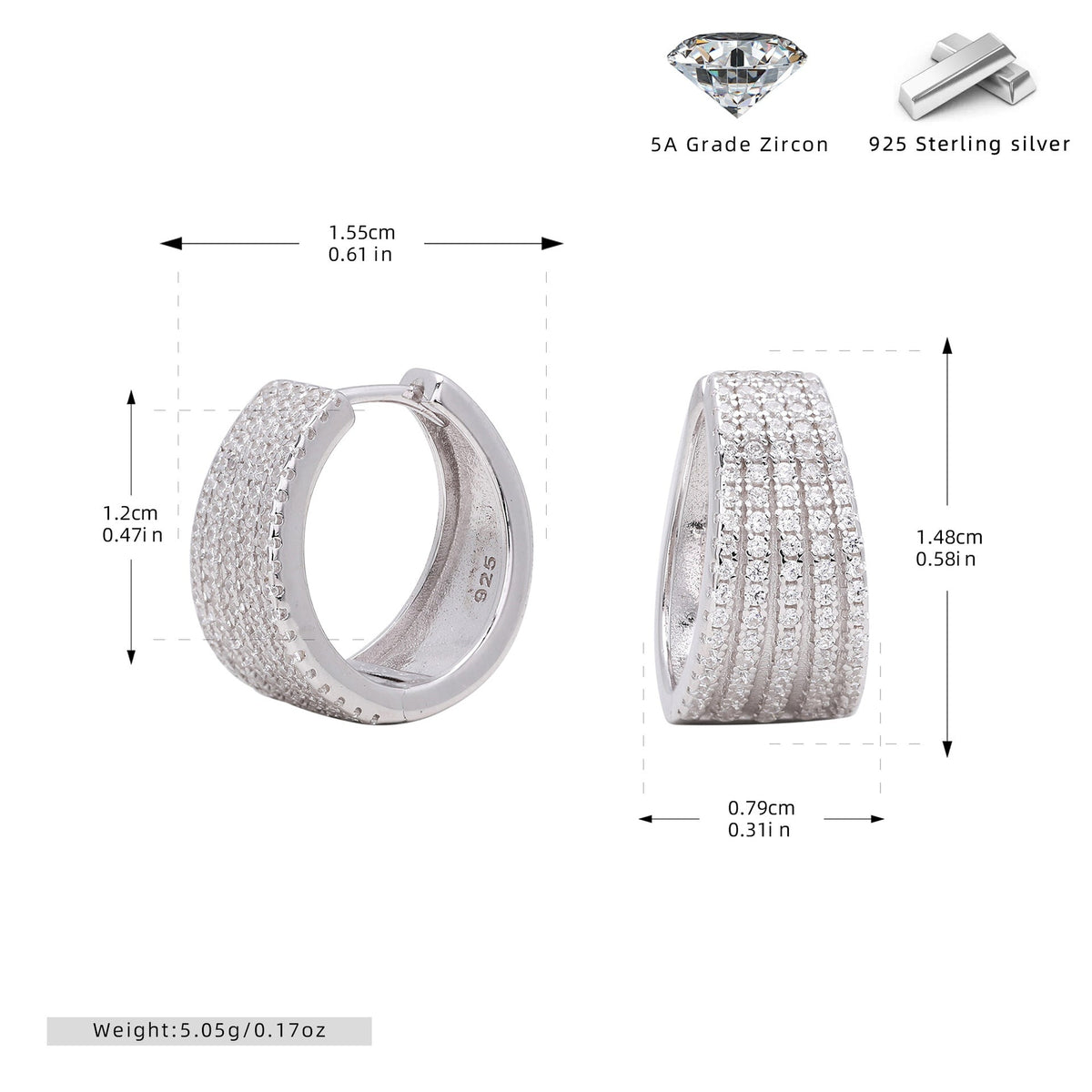 Créoles pendantes pour femme avec zircons