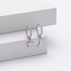 Ohrhänger mit Stern- und Mondanhängern aus 925 Sterling Silber