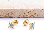Damen Ohrringe mit Blattdesign aus Edelstahl und Goldplattierung
