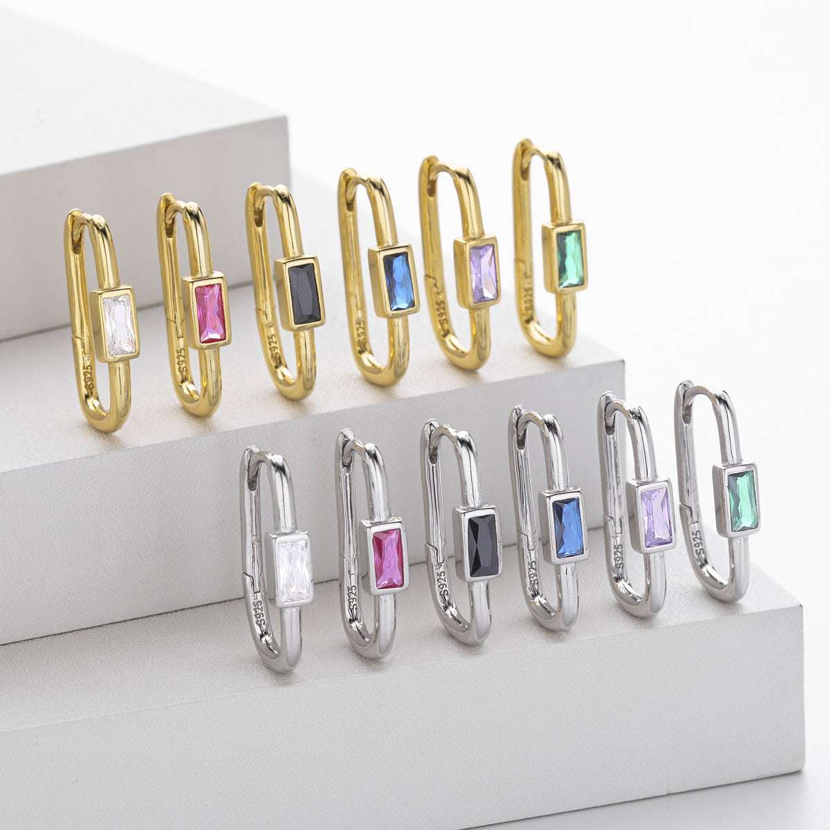 Clous d'oreilles en argent sterling 925 et zircon 5A