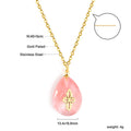 Collier pour femme avec pendentif goutte étincelant et acier inoxydable doré