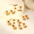 Boucles d'oreilles puces en acier inoxydable au design moderne à trois phases