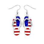 Boucles d'oreilles tongs avec cristaux et motif drapeau