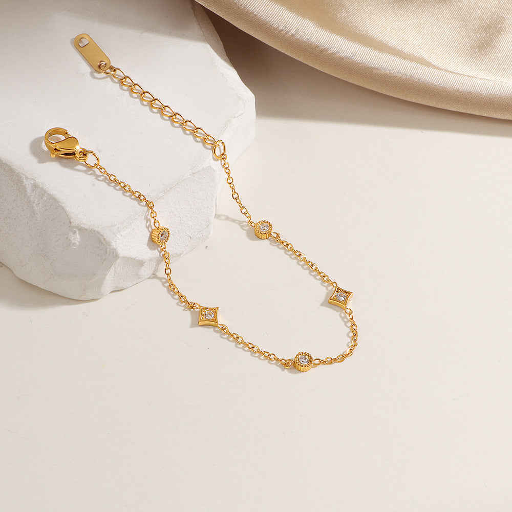 Bracelet à chaîne avec accents de pierres précieuses pour femme