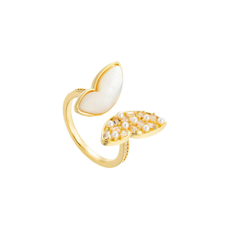Bague statement pour femme avec perles et coquillage