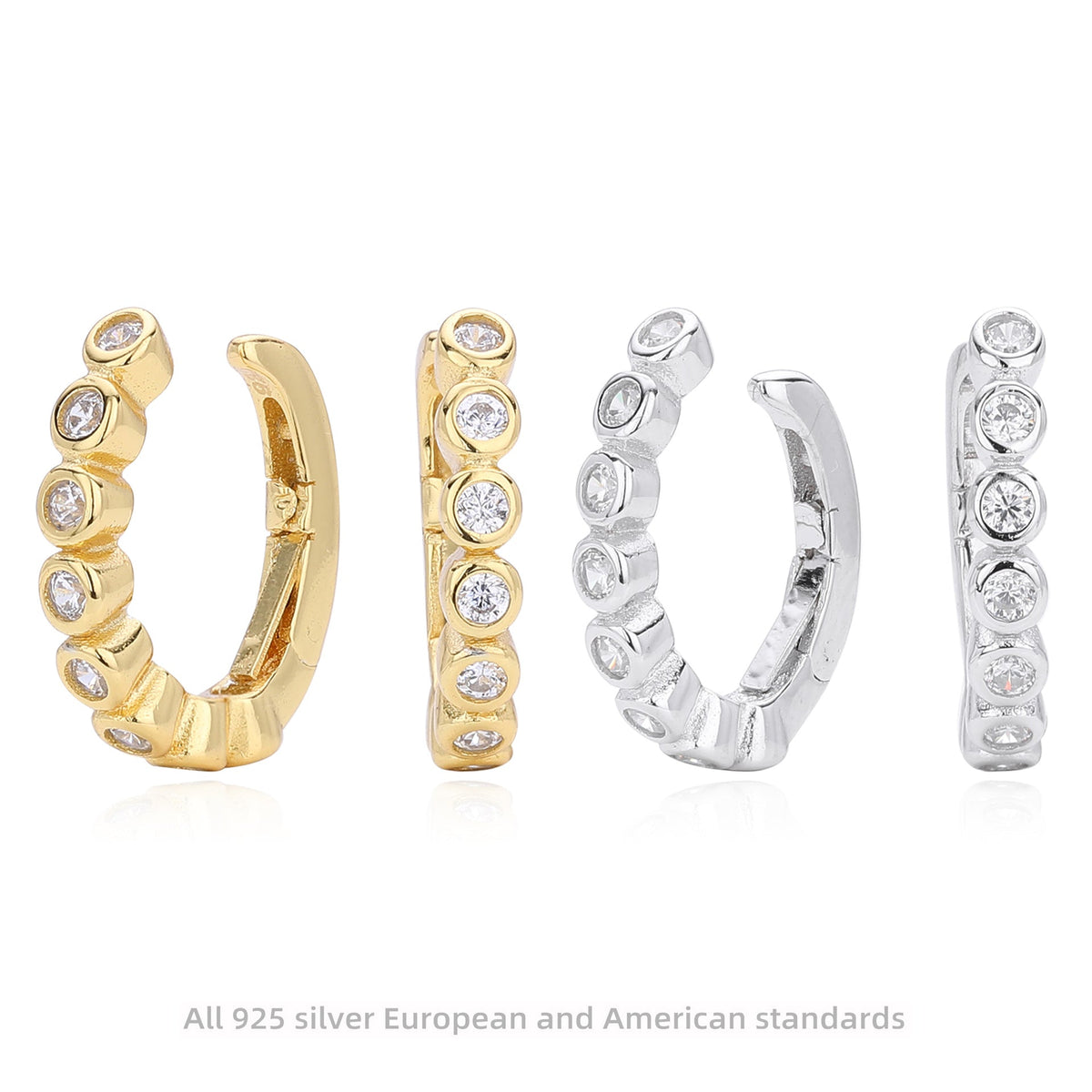Créoles pour femme avec zircons et argent sterling 925