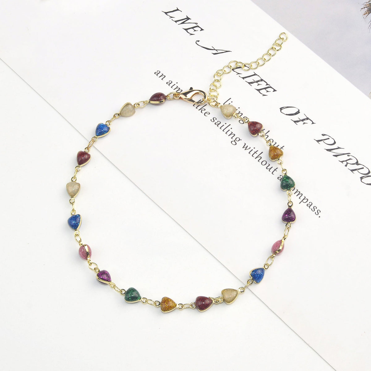 Chevillère à perles en forme de cœur
