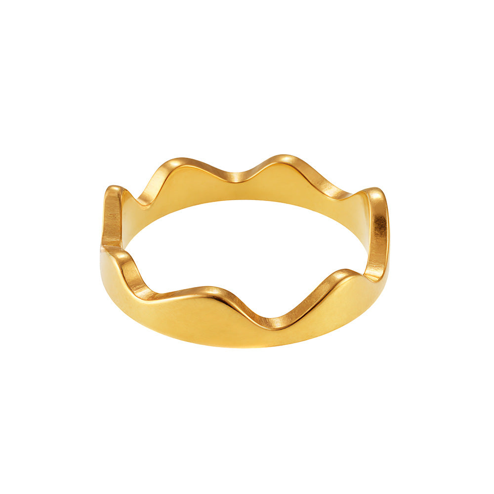 Bague ondulée pour femme en acier inoxydable
