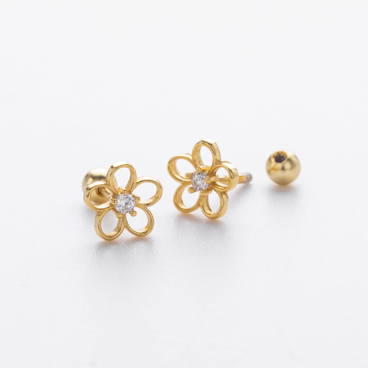 Clous d'oreilles floraux en argent sterling 925